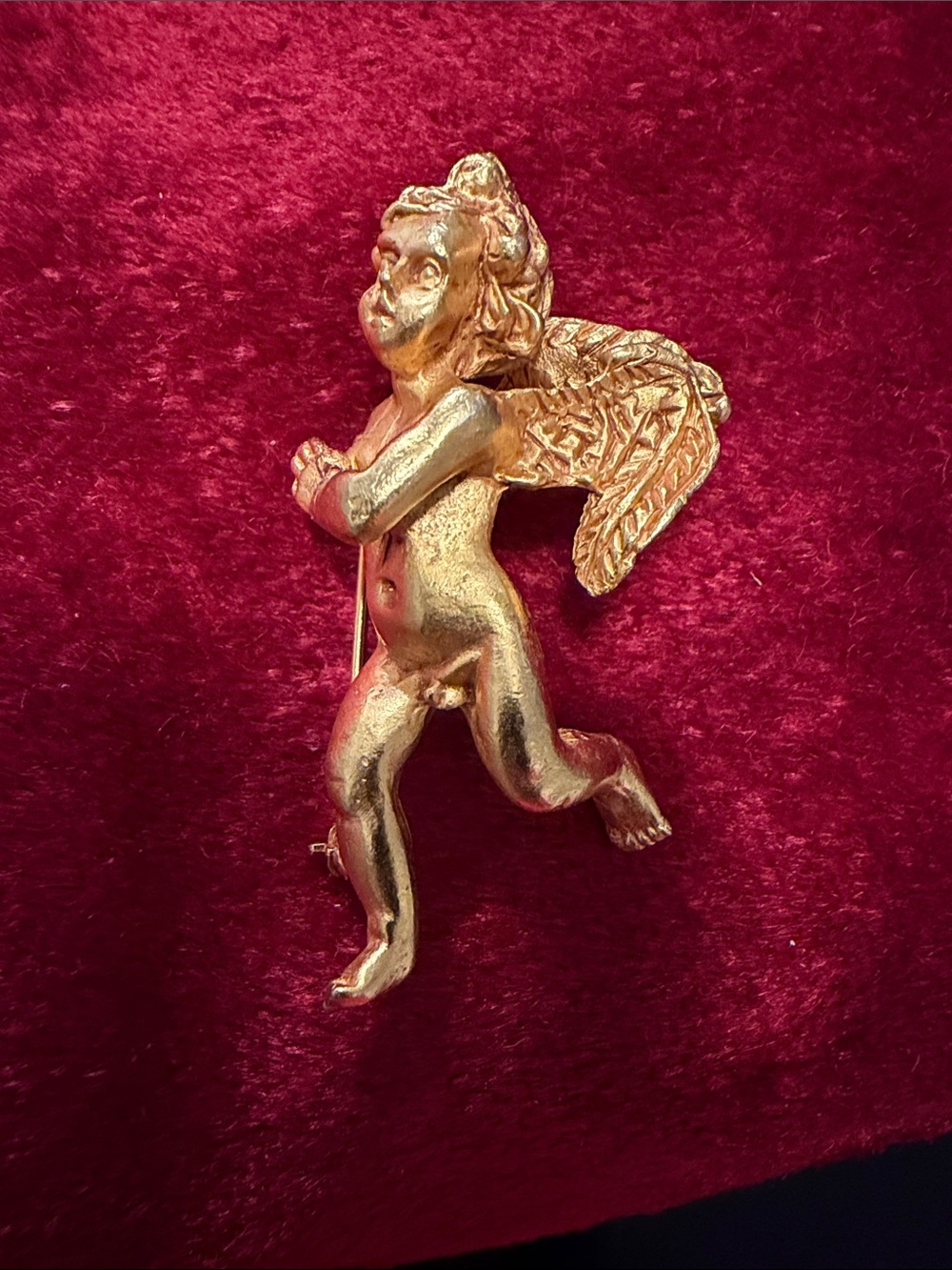Vintage Kirk’s Folly Gold Cherub Angel Pin Brooch - Women's Jewelry 2”
